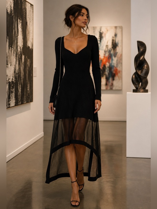 Alexander McQueen Dresses & Skirts - ✨🛍️ NWT Alexander McQueen Black V-Neck High Low Dress - Size Small